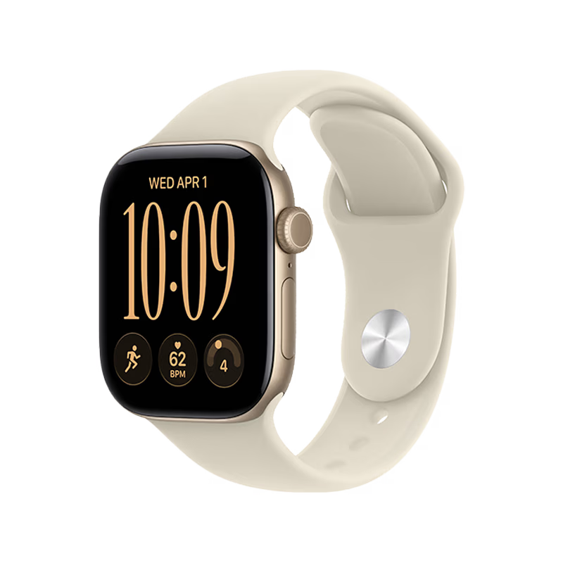 Apple Watch Series 12 GPS 46mm Light Gold Aluminium Case with Sand Sport Band - S/M