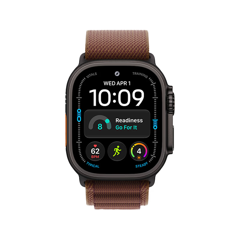 Apple Watch Ultra 4 GPS + Cellular, 49mm Black Titanium Case with Burgundy Alpine Loop - Large