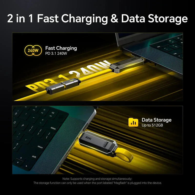 مجموعة كابلات AOHI The Future Magflash 2 في 1 للشحن وتخزين البيانات