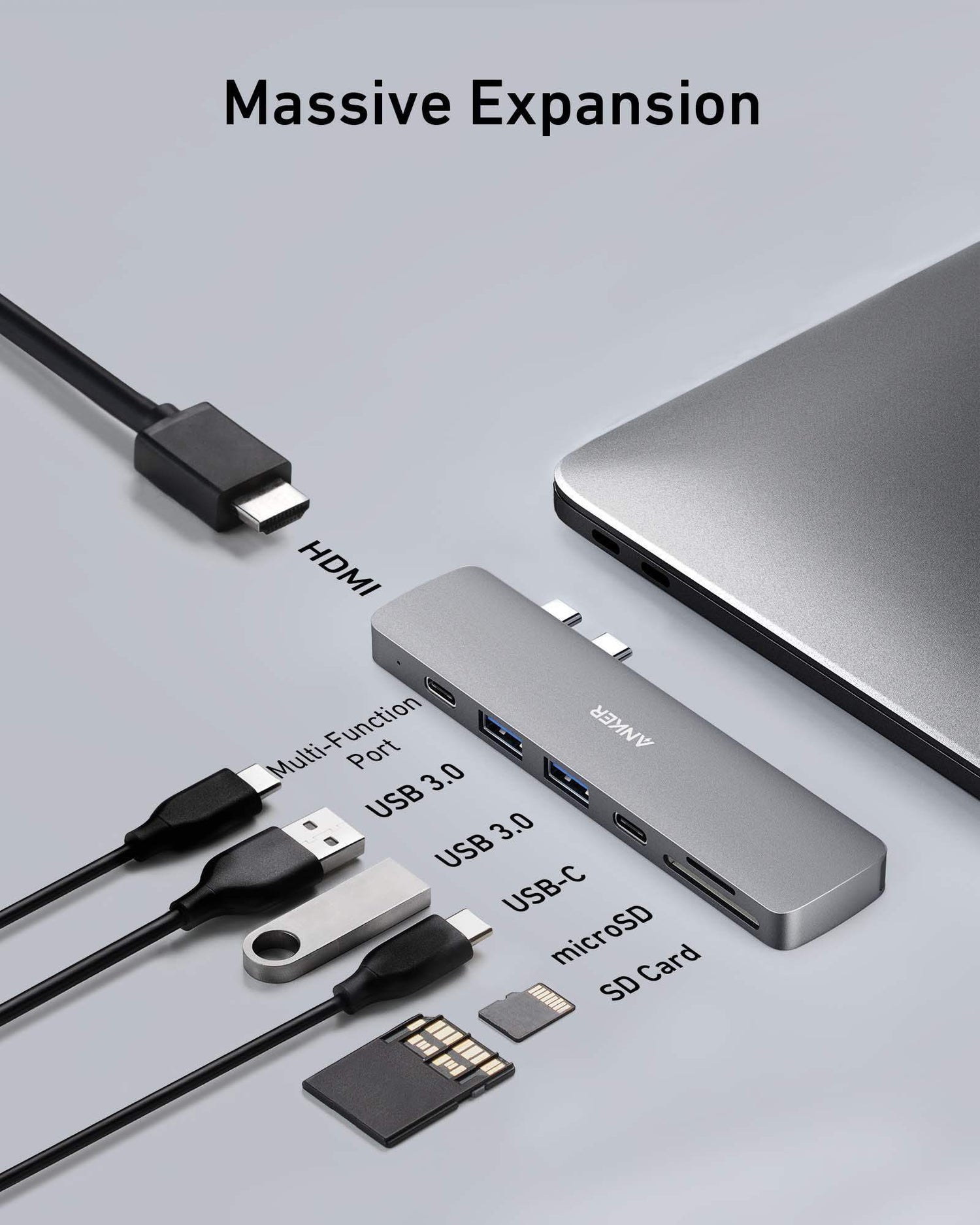 A8354HA1 Anker 547 USB-C Hub (7-in-2, for MacBook) -Silver - GulfStore.com