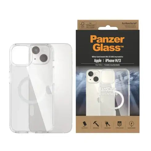 310103651 , PanzerGlass™ HardCase MagSafe Compatible Apple iPhone 14 | 13 | Clear | Transparent - 409 - GulfStore.com