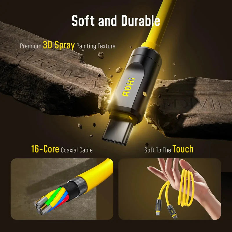 AOHI FUTURE CABLE USB 4.2 THUNDERBOLT 5.0 - YELLOW - 1 METER