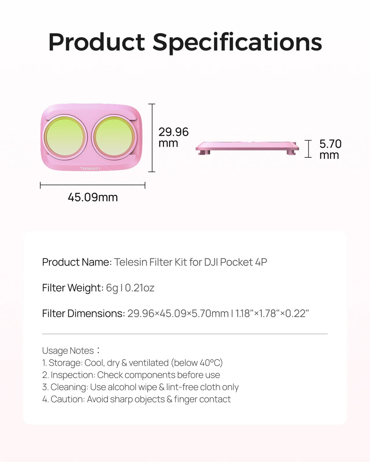 Telesin Filter kit (CPL+VND8-32+Cool rose) for Pocket 4P