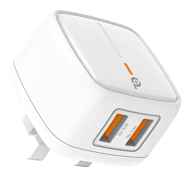 TC24UK-WH Powero+ British Dual USB 3A Adapter - GulfStore.com