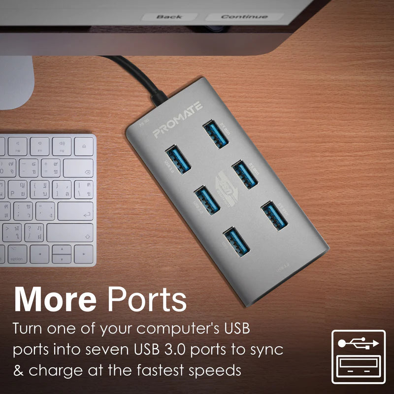 PROMATE - ezHub-7Aluminium Alloy Powered USB Hub