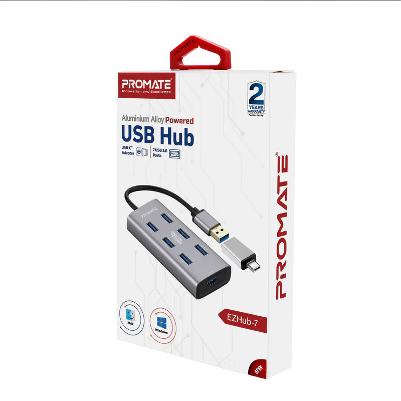 PROMATE - ezHub-7Aluminium Alloy Powered USB Hub