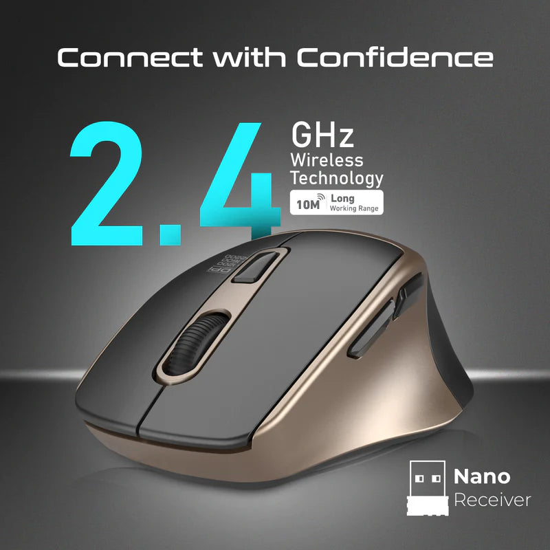 PROMATE - Samit2.4GHz Ergonomic 2200 DPI Silent Click Wireless Mouse - Gold