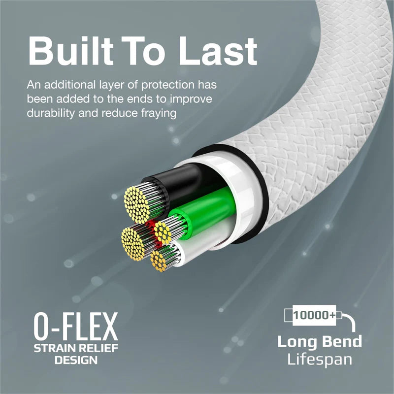 PROMATE - xCord-CC 1M High Tensile Strength Data & Charge USB-C Cable - White