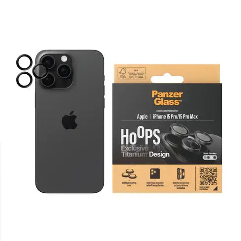 310103853 , PanzerGlass iPhone 15 Pro/15 Pro Max Hoops Black Titanium – 1203 - GulfStore.com