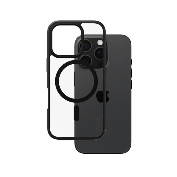 CARE™ by PanzerGlass® Urban Combat Case Transparent w. Black Frame & MagSafe iPhone 16 Pro