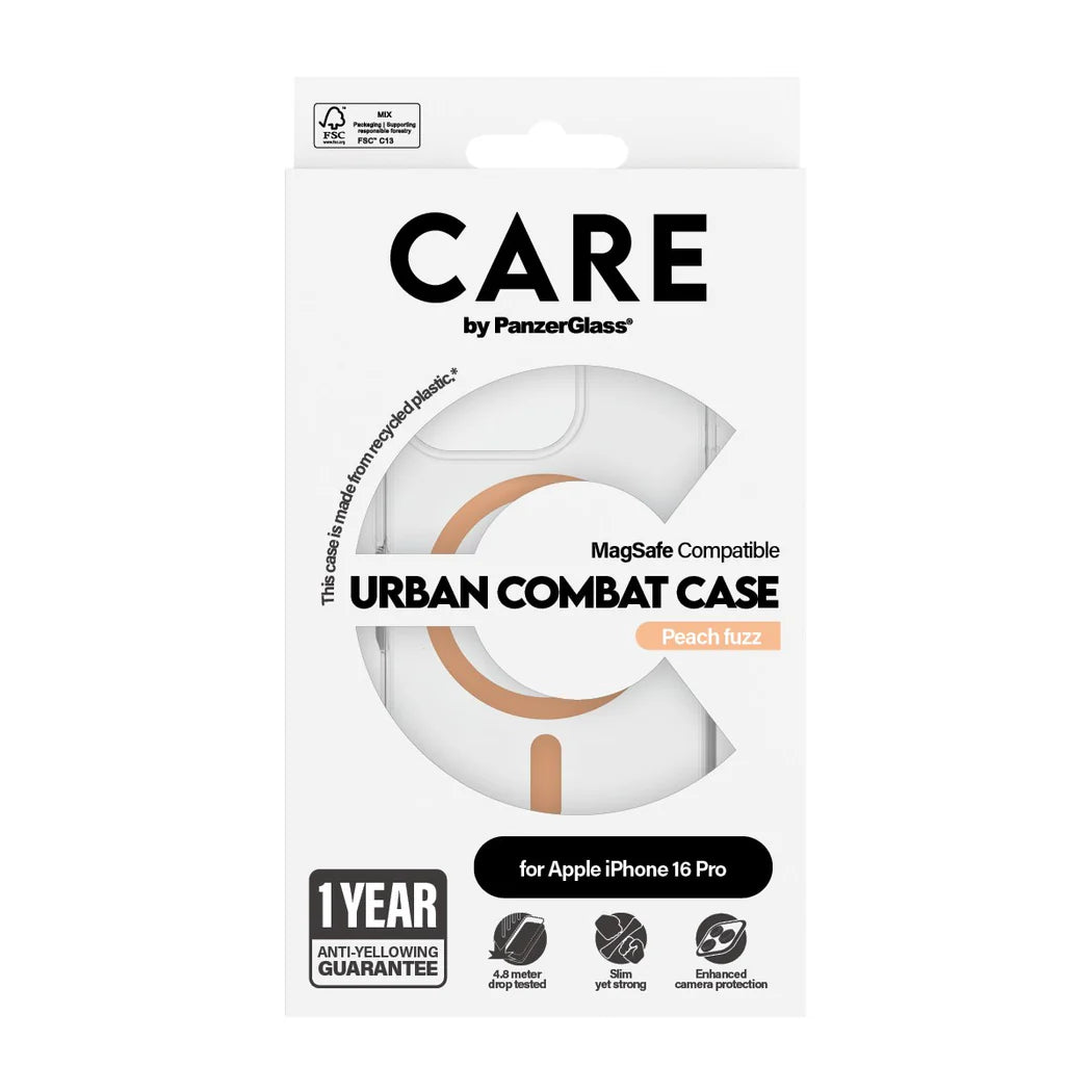 CARE by PanzerGlass Urban Combat Case Transparent Peachy MagSafe iPhone 16 Pro