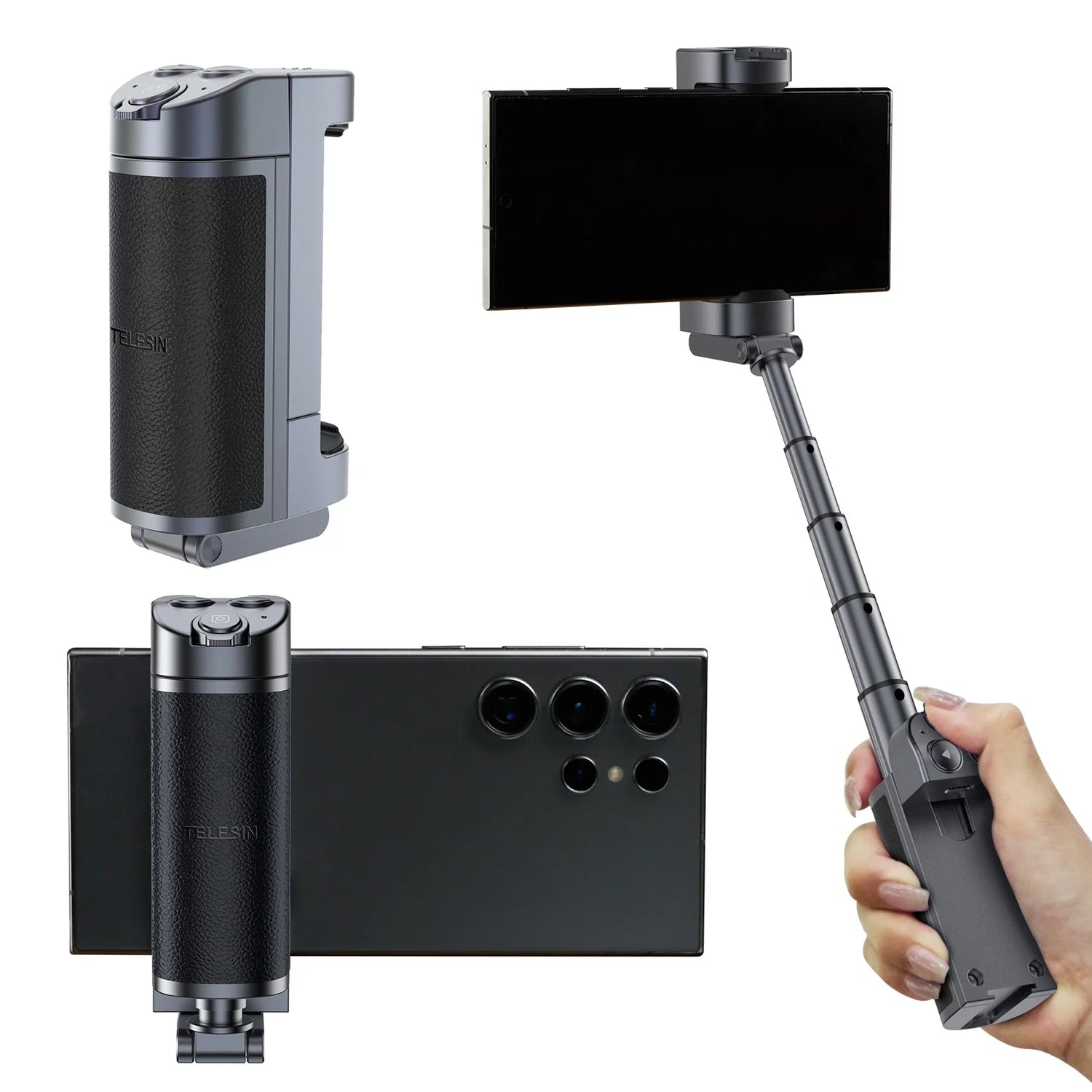 Telesin Versatile Selfie Grip for Phones
(Compatible with Android, iOS, and HarmonyOS)