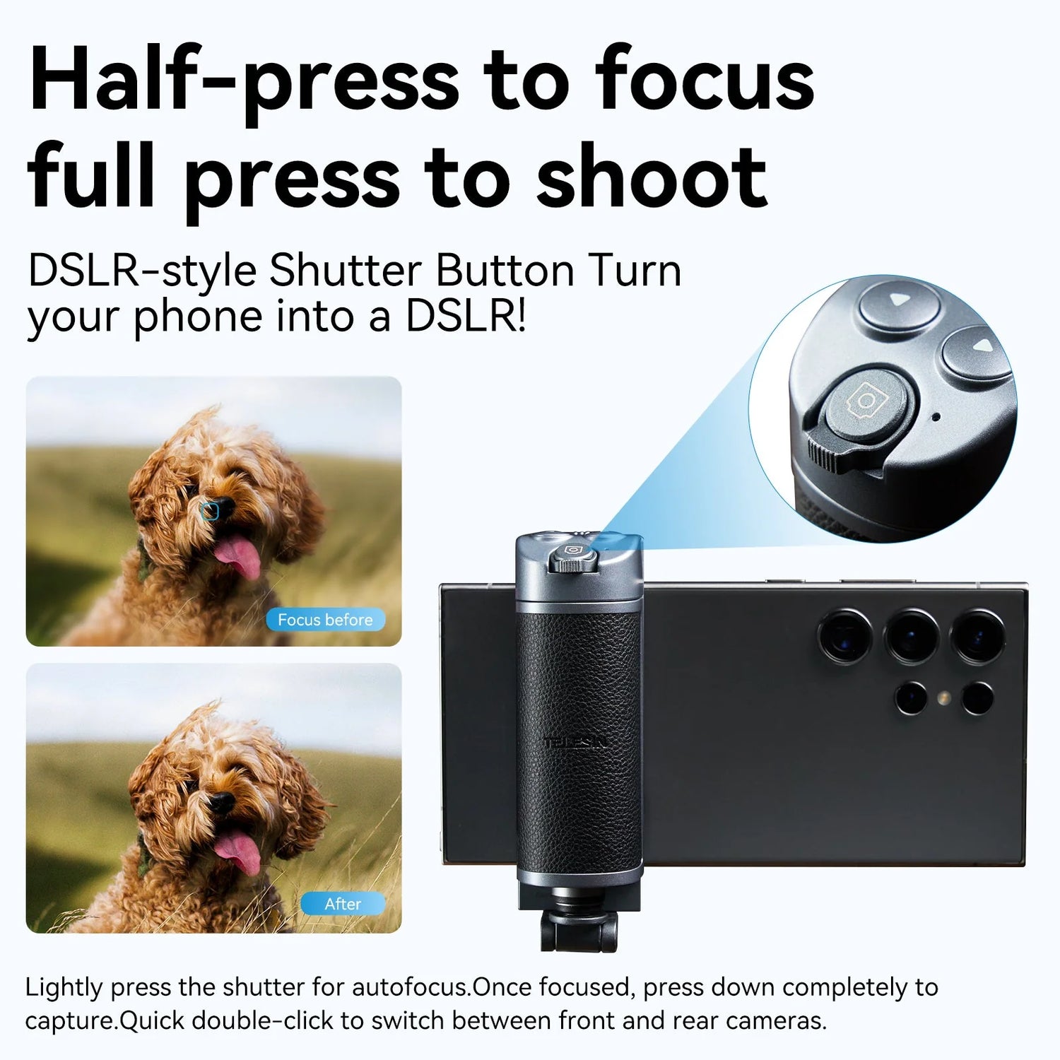 Telesin Versatile Selfie Grip for Phones
(Compatible with Android, iOS, and HarmonyOS)