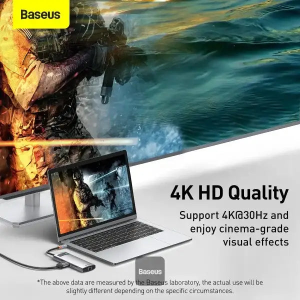 BASEUS | CAHUB-CV0G | Hub 8W1 Metal Gleam Series, Usb-C Do 3X Usb 3.0 + Hdmi + Usb-C Pd + Ethernet Rj45 + Micro SD/SD - GulfStore.com