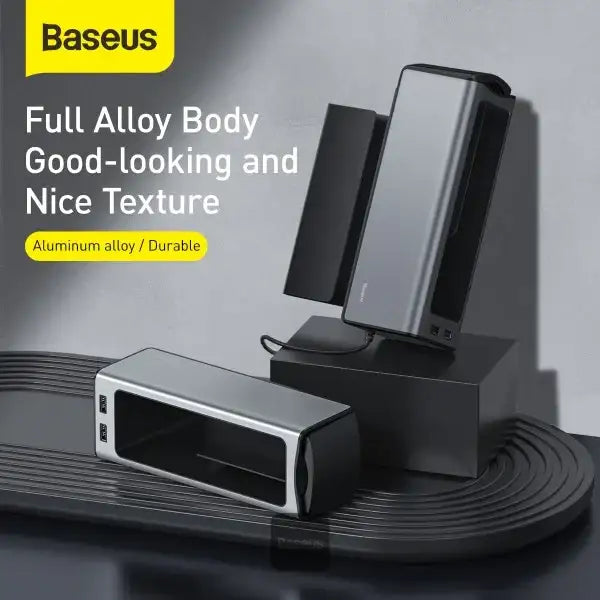 BASEUS | CRCWH-A05S | Deluxe Metal Armrest Console Organizer + Dual Usb Power Supply | Silver - GulfStore.com