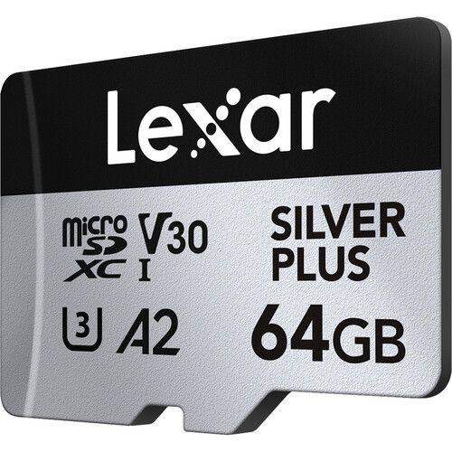 64GB Lexar® Professional SILVER PLUS microSDXC™ UHS-I cards, up to 205MB/s read 100MB/s write C10 V30 U3 - GulfStore.com