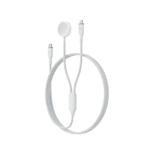 BAZIC GOCHARGE DEUCE CABLE- USB-C TO LIGHTNING WITH WATCH CHARGER 1.8M- WHITE - GulfStore.com