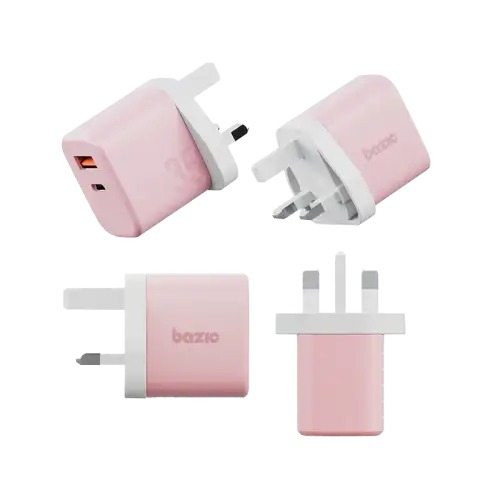 BAZIC GOPORT VELOX BUNDLE- 1C1A CHARGER 35W(UK) WITH WEAVE CABLE - PEACH - GulfStore.com