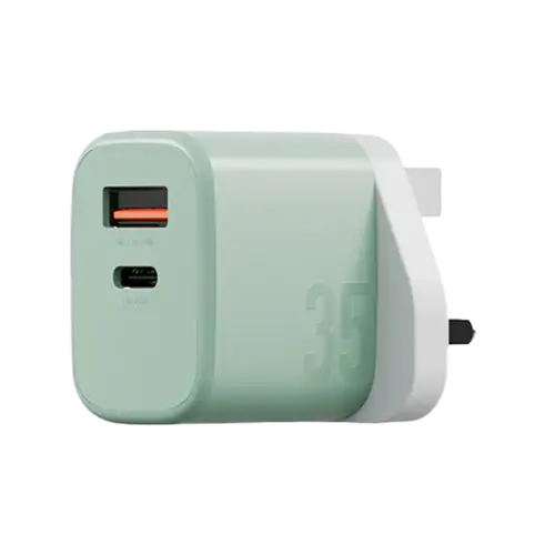 BAZIC GOPORT VELOX BUNDLE- 1C1A CHARGER 35W(UK) WITH WEAVE CABLE - PISTACHIO - GulfStore.com