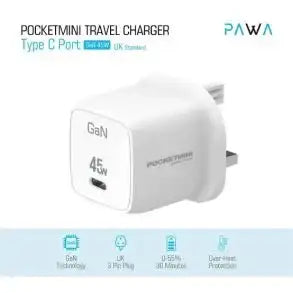 Pawa Pocketmini GaN 45W adapter.(PW-PMTAGN45-WH) - GulfStore.com