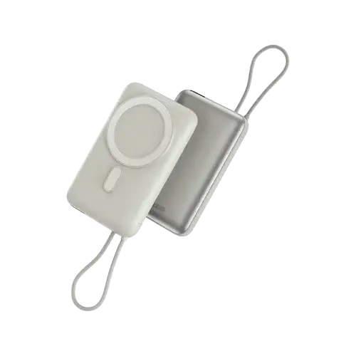 BAZIC GOPOWER FUSION MAG 10K, MAGSAFE POWERBANK WITH BUILT-IN USB-C CABLE - PEBBLE - GulfStore.com