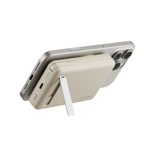 MP-PROPLUS-SND | ENERGEA Magpac Pro Plus | Magsafe 10000Mah Power Bank Built-In USB-C Cable With Built In Stand | Sand