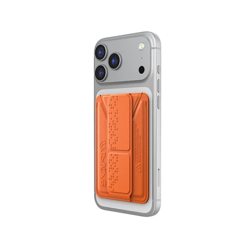 SK-KADO-HAXAORG | SKINARMA MAGNETIC CARDHOLDER WITH GRIP-STAND KADO | Synthetic Leather | ORANGE - GulfStore.com