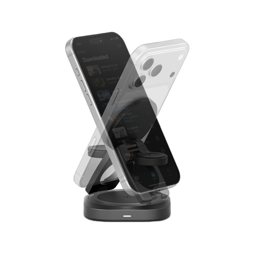 AM-GYRO-GUN | ENERGEA Alumag Gyro | 360 Rotating Base 3In1 Foldable Qi2.2 Aluminium Wireless Charger 25W | Gunmetal - GulfStore.com