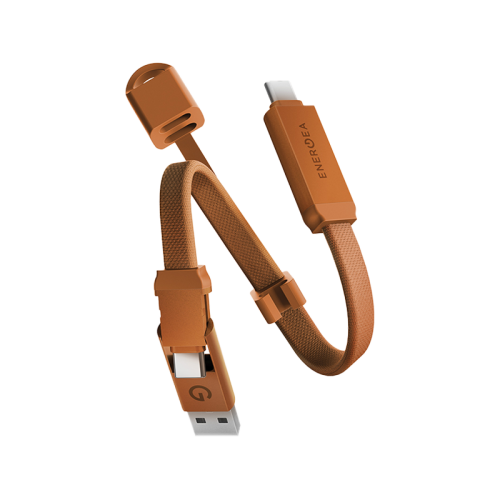 CBL-SHTHKEY-ORG015 | ENERGEA Sheath Key | 2-In-1 USB-C To USB-C + USB-A 480 Mbps With 60W | Cable | 15CM | Orange