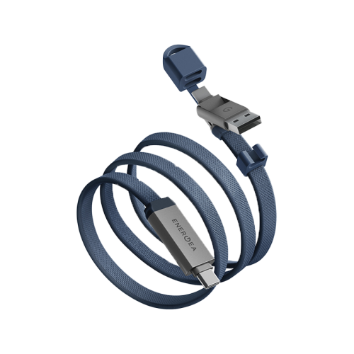 CBL-SHTHTRV-BLU120 | ENERGEA Sheath Travel | 2-In-1 USB-C To USB-C + USB-A 480 Mbps With 60W | Cable | 1.2M | Blue - GulfStore.com