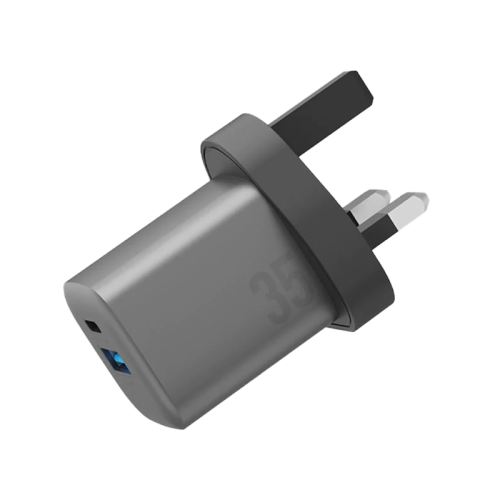 CHR-ACMINI-45UK | ENERGEA Ampcharge | Mini 45 PD/PDS/Qc3.0 Gan Wall Charger | 45W ( UK ) | Gunmetal - GulfStore.com