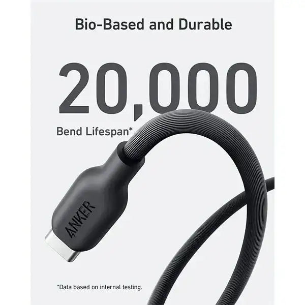 Anker 542 USB-C to Lightning Cable (Bio-Based) (0.9m/3ft) A80B1H11 - Black - GulfStore.com