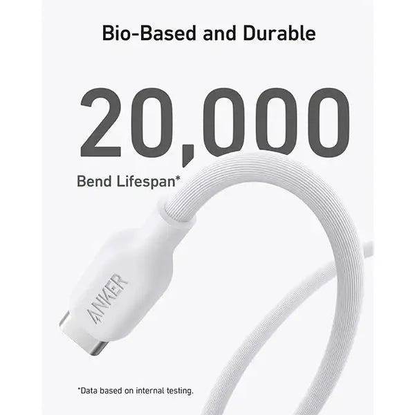 Anker 544 USB-C to USB-C Cable 140W (Bio-Based) (1.8m/6ft) A80F2H21 - White - GulfStore.com