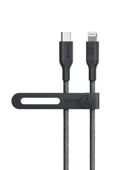 Anker 542 USB-C to Lightning Cable (Bio-Nylon) (0.9M/3FT) A80B5H11 - Black - GulfStore.com