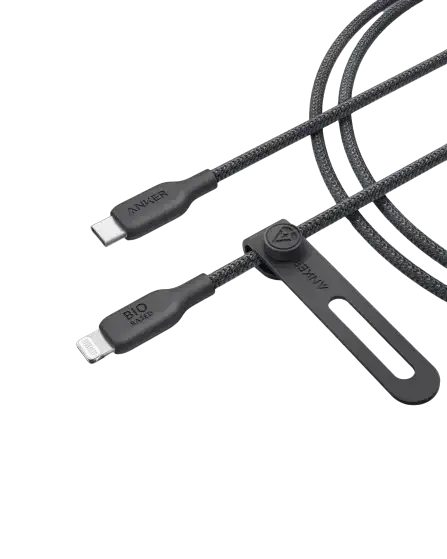 Anker 542 USB-C to Lightning Cable (Bio-Nylon) (0.9M/3FT) A80B5H11 - Black - GulfStore.com