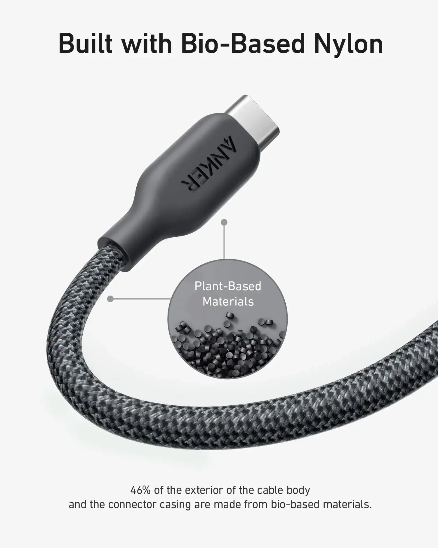 Anker 542 USB-C to Lightning Cable (Bio-Nylon) (0.9M/3FT) A80B5H11 - Black - GulfStore.com