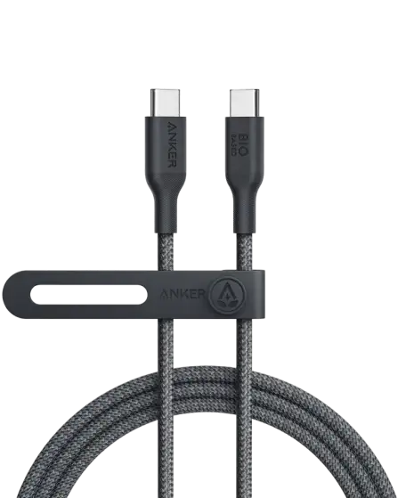 Anker 543 USB-C to USB-C 100W (Bio-Nylon) (1.8m/6ft) A80F6H11 - Black - GulfStore.com