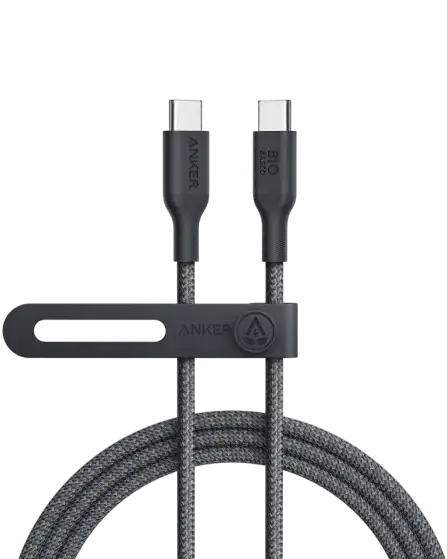 Anker 543 USB-C to USB-C 100W (Bio-Nylon) (0.9m/3ft) A80F5H11 - Black - GulfStore.com