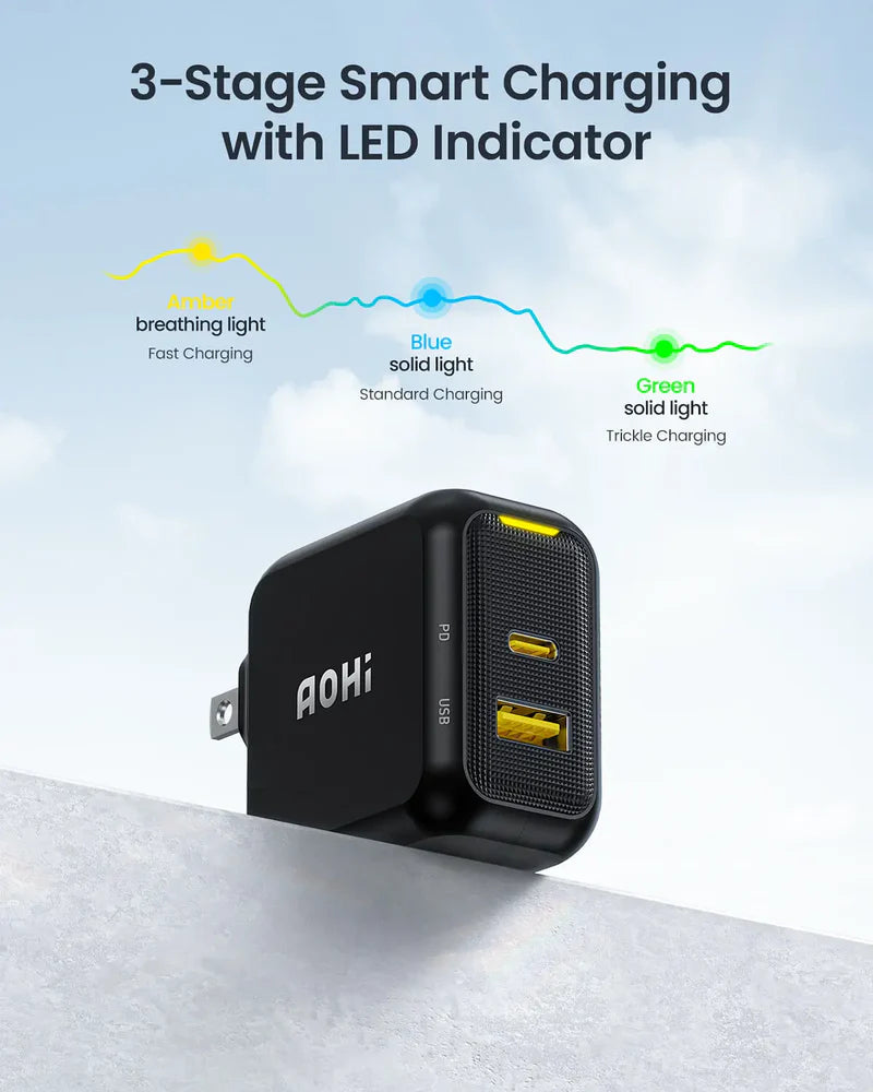AOHI MAGCUBE PD 67W 2-PORT WALL CHARGER - Yellow
