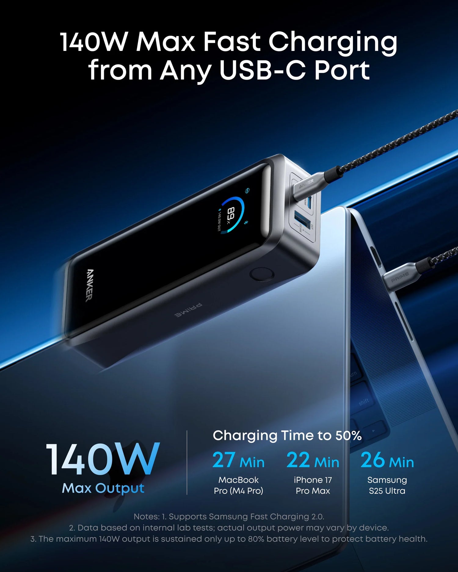 بنك الطاقة Anker Prime (26 كيلو أوم، 300 واط)