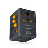 PW-TCUTA65W-BK | PAWA Universal Gan 65W Travel Adapter 2500W-4Type-C+1 Usb-A+Ac | Black - GulfStore.com