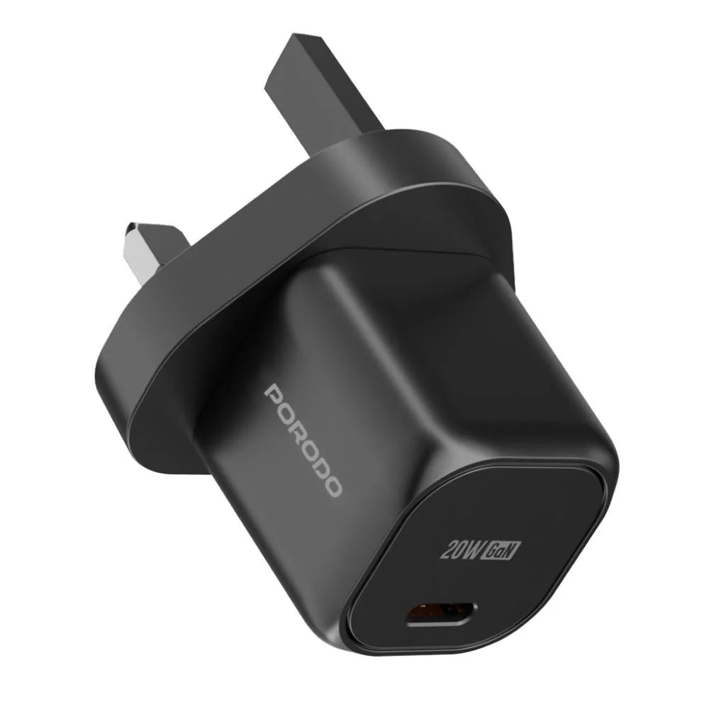 PD-FWCH027-BK | Porodo USB-C Power Delivery GaN Wall Charger UK | Black