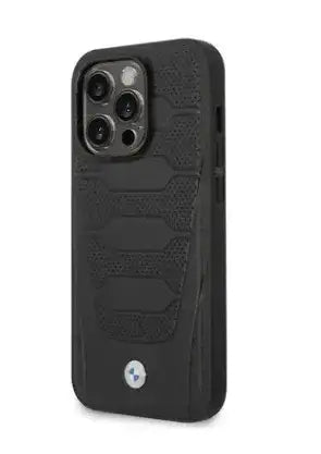 BMW iPhone 14 Pro Signature Collection Genuine Leather with Perforated Seats Design - Black - GulfStore.com
