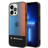 BMW Motorsport Collection PC/TPU IML Case with Printed Middle Tricolor Fading Stripe iPhone 14 Pro Compatibility - Black - GulfStore.com