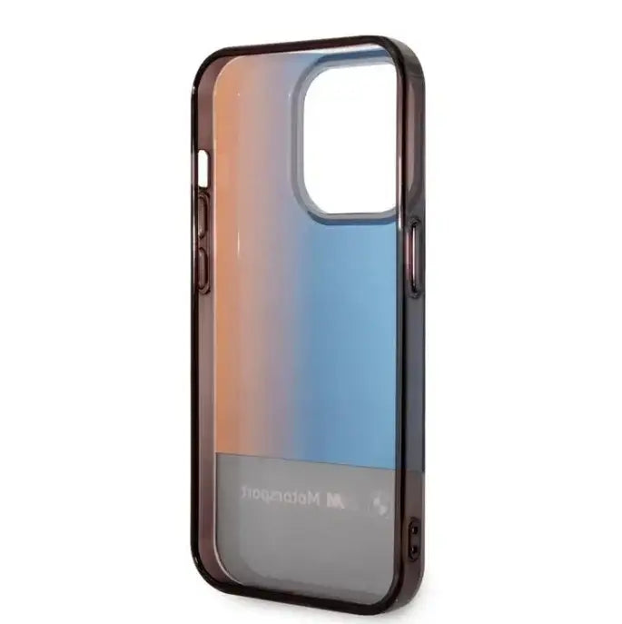 BMW Motorsport Collection PC/TPU IML Case with Printed Middle Tricolor Fading Stripe iPhone 14 Pro Compatibility - Black - GulfStore.com