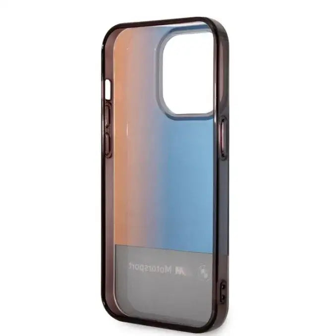 BMW Motorsport Collection PC/TPU IML Case with Printed Middle Tricolor Fading Stripe iPhone 14 Pro Compatibility - Black - GulfStore.com
