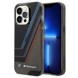 BMW Motorsport Collection PC/TPU IML Printed Tricolor Stripes, Translucent Zones iPhone 14 Pro - Black - GulfStore.com