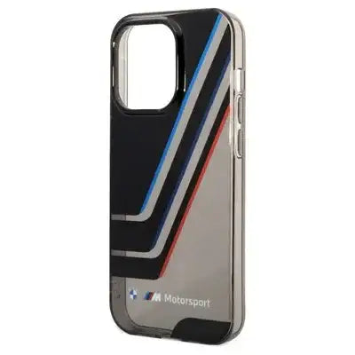 BMW Motorsport Collection PC/TPU IML Printed Tricolor Stripes, Translucent Zones iPhone 14 Pro - Black - GulfStore.com