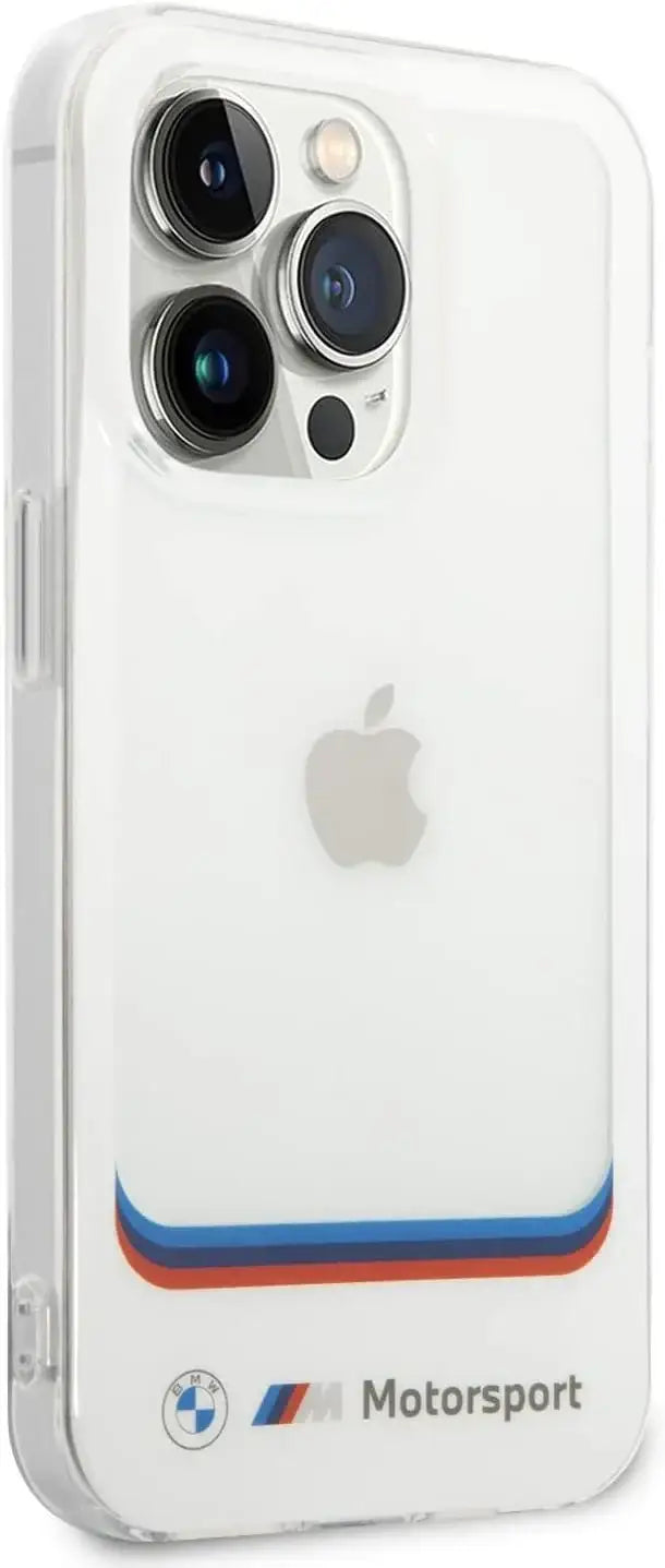 BMW Motorsport Collection PC/TPU IML Case Big Square Transparent Area And Printed Bottom Logo, Shockproof Protection, Anti-Slipping, Slim-Fit, Compatible wit iPhone 14 Pro Max - White - GulfStore.com