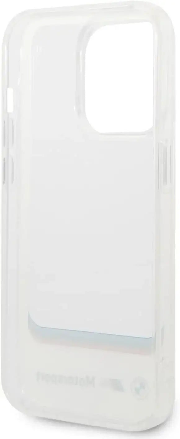 BMW Motorsport Collection PC/TPU IML Case Big Square Transparent Area And Printed Bottom Logo, Shockproof Protection, Anti-Slipping, Slim-Fit, Compatible wit iPhone 14 Pro Max - White - GulfStore.com